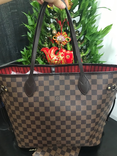 Túi NeverFull LV Ô Vuông Kèm Pound+