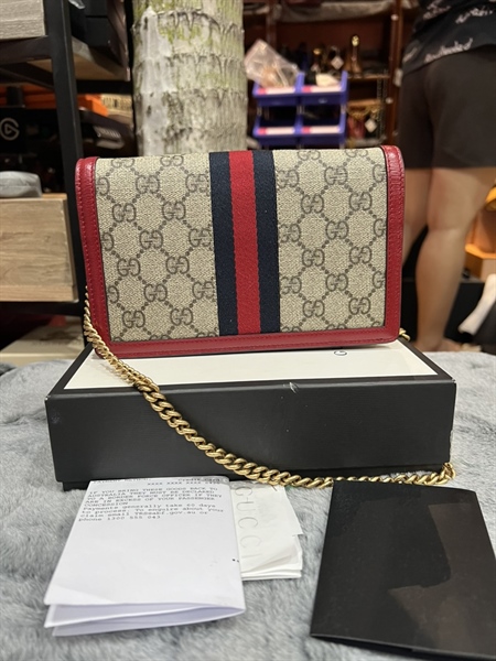 Túi GG con ong viền đỏ lòng đỏ +