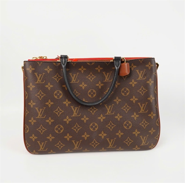Túi LV hoa nâu phối đỏ sz 30cm (HC)+