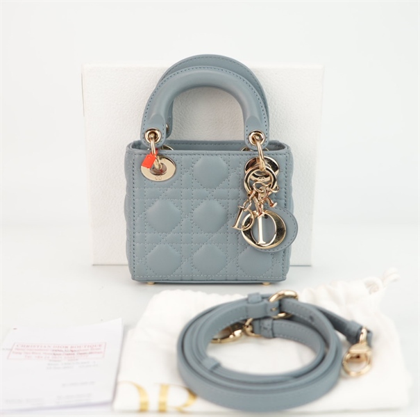 Túi Dior Lady micro màu xám KG+