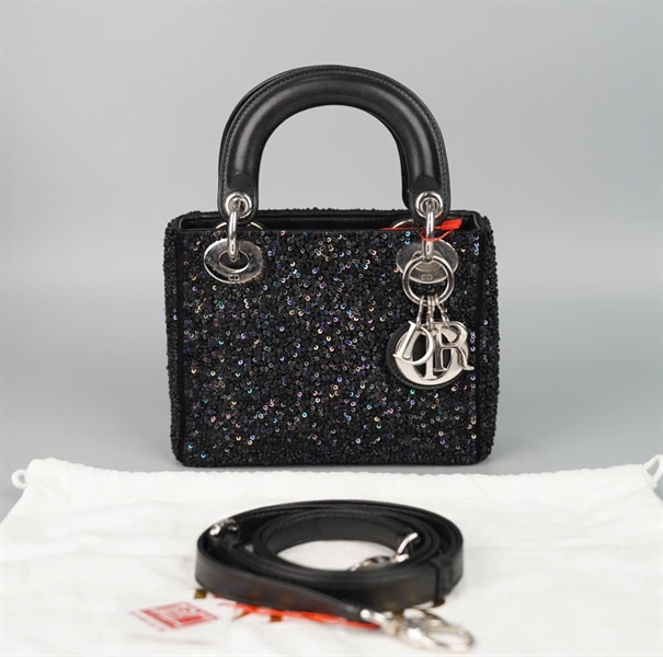Túi Dior Lady đen đính cườm (04-MA-1114) szmini KG+