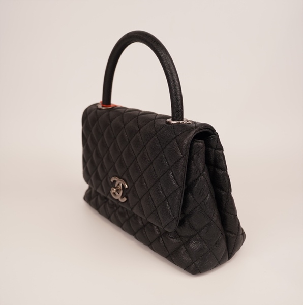 Túi Chanel Handle đen khóa trắng++