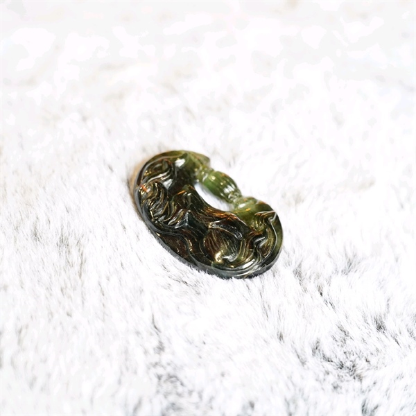 Mặt hồ ly thạch anh tóc xanh (s13) +