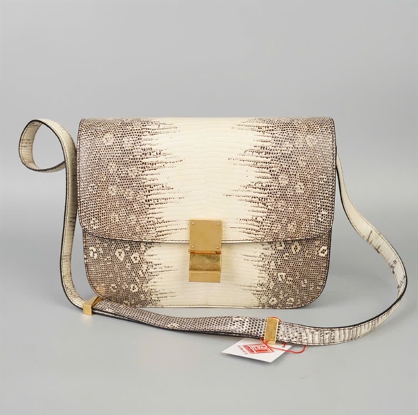 Túi Celine Classic Box Lizard xám sz23 (BQ) KG+