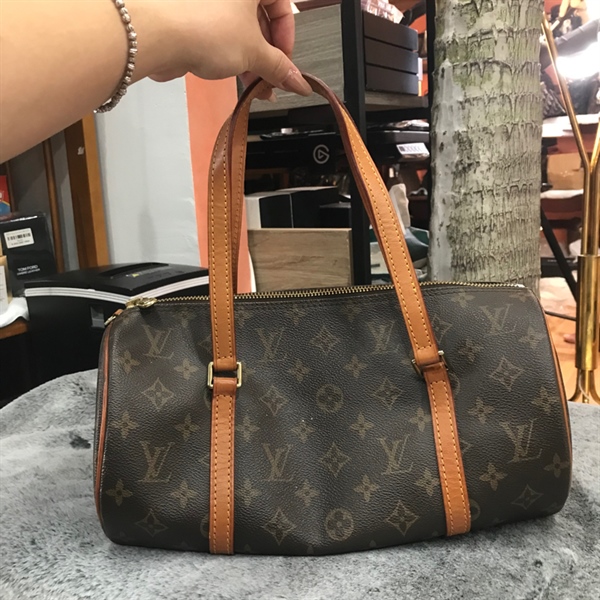Túi trống Lv hoa nâu 30cm+