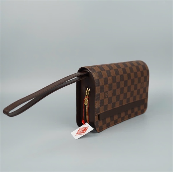 Clutch LV ô vuông nâu đậm SN1008 (LT)KG+
