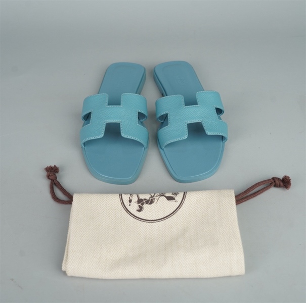 Dép Hermes xanh sz36 KG+