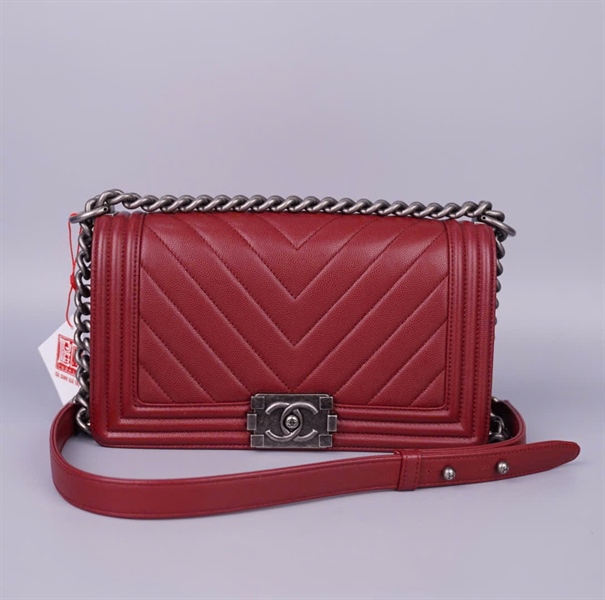 Túi Chanel boy đỏ (24938238) sz25 (BMC) KG+
