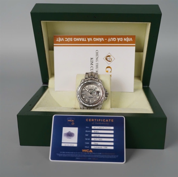 Đồng hồ Rolex bạc đính kim cương có thẻ kiểm định (567C5691) (HC) +