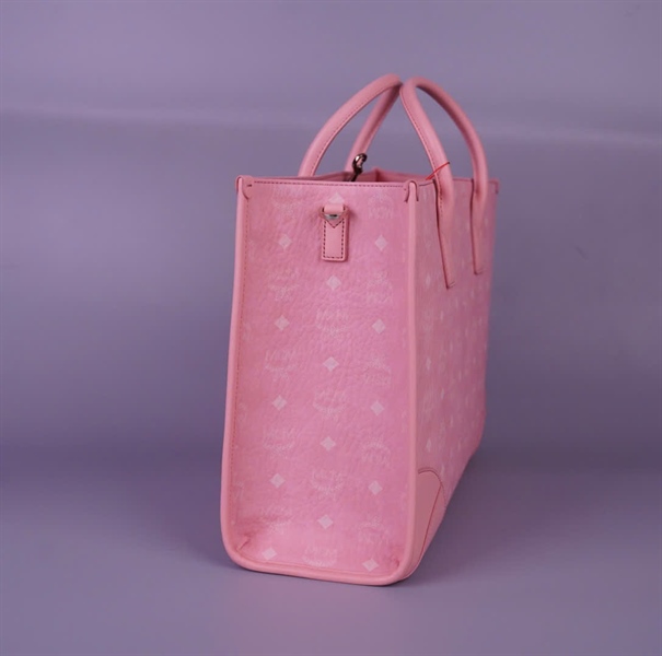 Túi MCM Tote hồng kèm ví sz37 KG+
