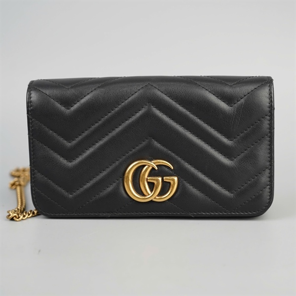 Túi GG đeo chéo Marmont đen sz18 (BQ) KG+