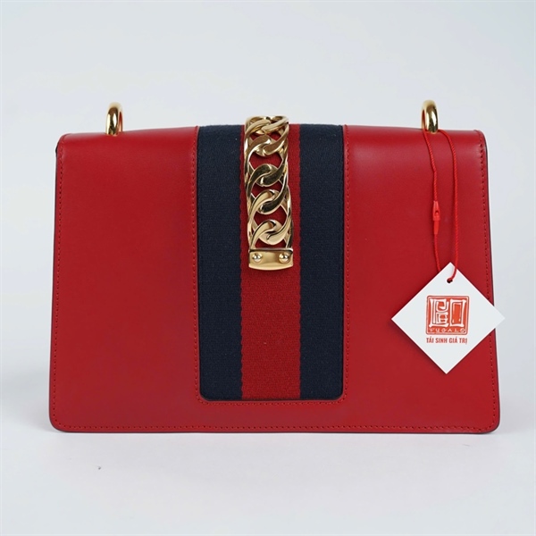 Túi GG Sylvie đỏ 2 strap (421882-486628) sz25 (TH) KG+