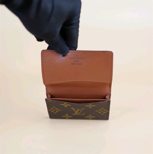 Ví card LV hoa nâu nắp vuông +