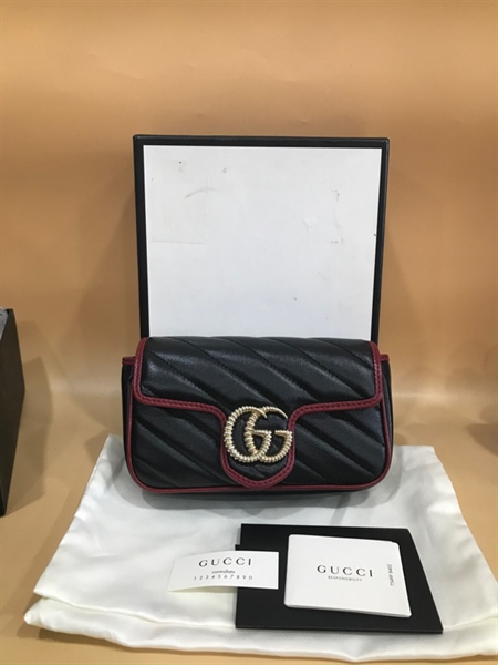 Túi GG Đen Viền Đỏ 17cm+
