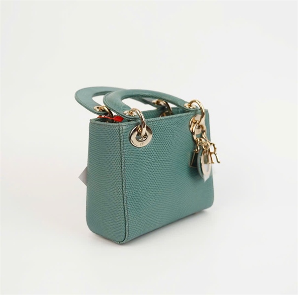 Túi Dior Lady da trăn màu xanh sz mini +