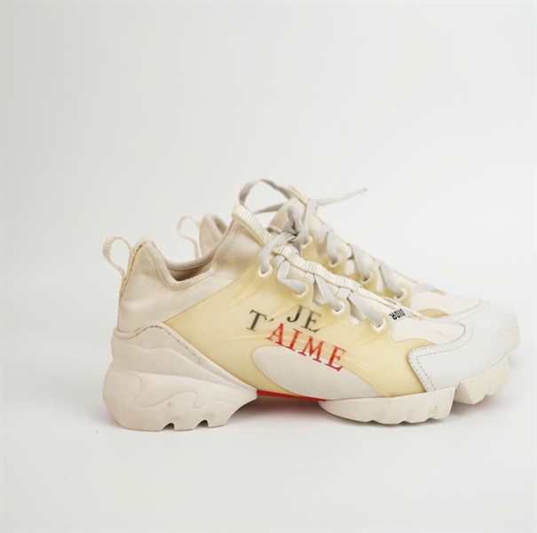 Giày Dior bata trắng phối vàng họa tiết trái tim sz40 +
