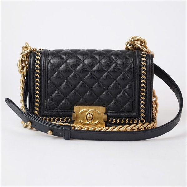 Túi Chanel Boy đen viền xích (X13661P7) sz20 KG+