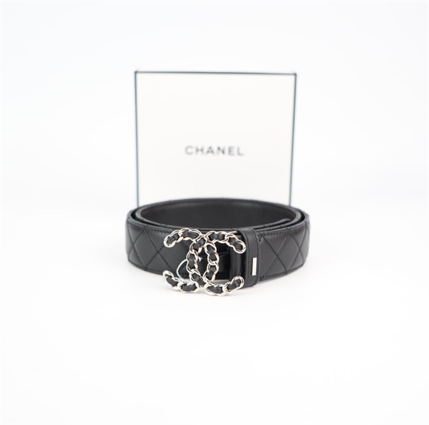 Thắt lưng Chanel đen da KG+