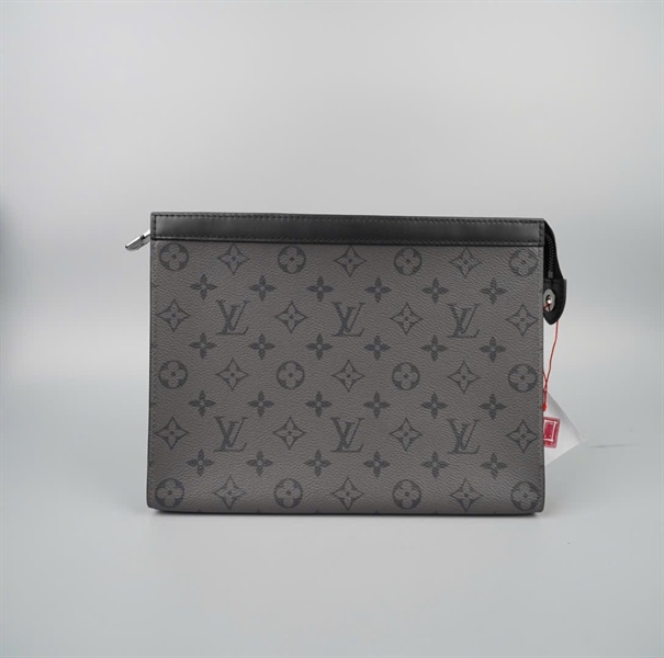 Túi LV Clutch xám viền đen sz26 KG+