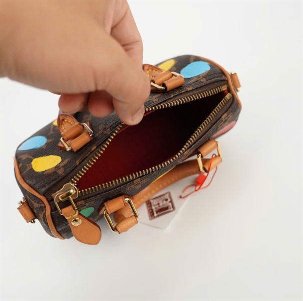 Túi LV Speedy hoa nâu chấm bi sz16 (HC) +