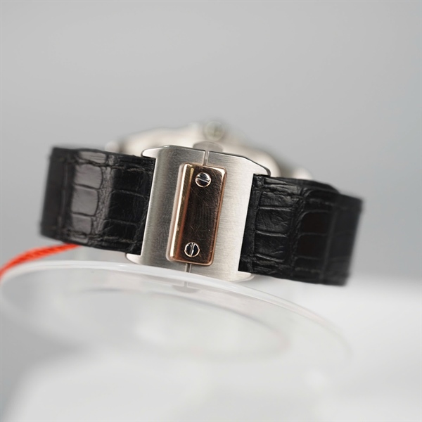 Đồng hồ Cartier mặt vuông full kim cương quai đen (482444PX) sz32 (HC) +