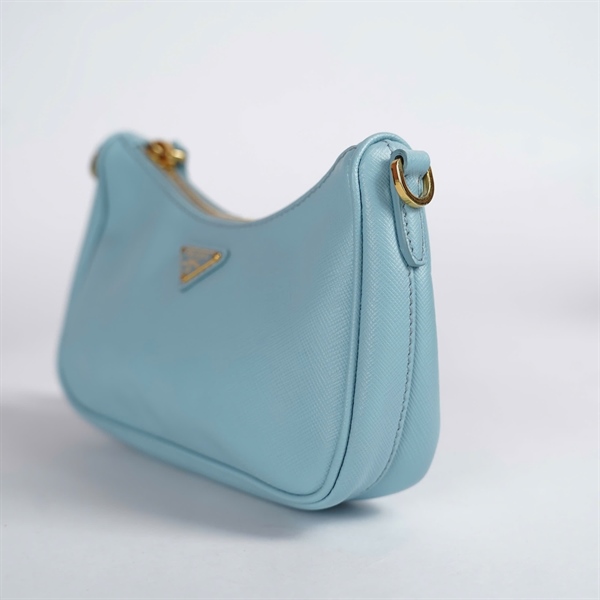 Túi Prada đeo chéo xanh nhạt 2strap sz18 KG+