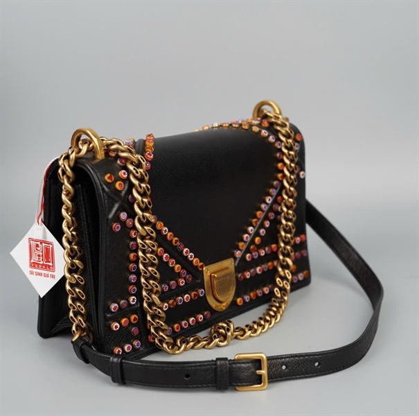 Túi Dior Woc đen đính charm (13-BO-0126) sz25 (LTB) KG+
