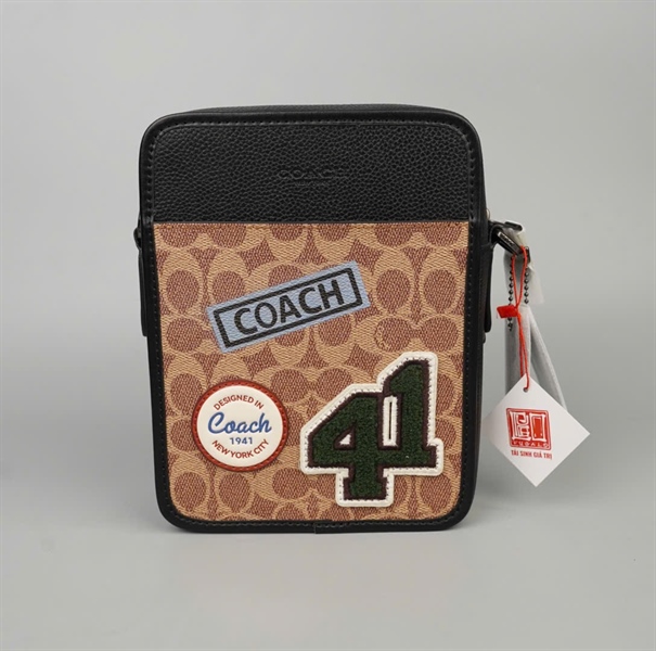 Túi Coach đeo chéo nâu in số 41 sz16 +