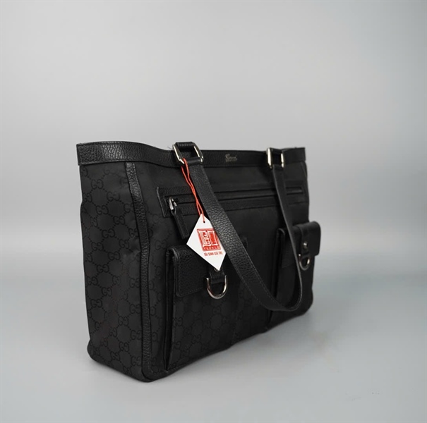 Túi GG Tote đen có túi hộp (268639491403) sz32 KG +