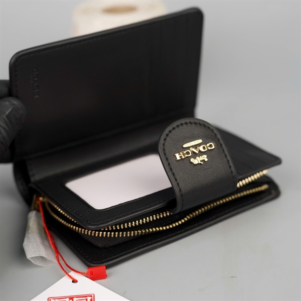 Ví Coach nâu đậm nắp đen +