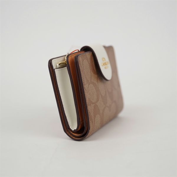 Ví Coach nâu nắp trắng +