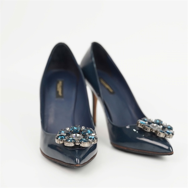 Giày D&G xanh đậm đính hoa đá đế 9p sz37.5 KG +