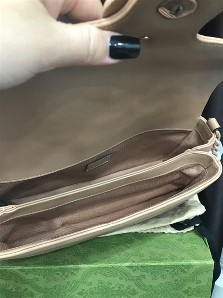 Túi GG marmont nâu sữa+