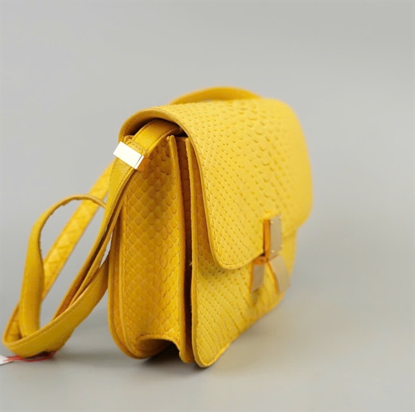 Túi Celine Classic Box da trăn vàng (S-CE-1112) sz23KG+