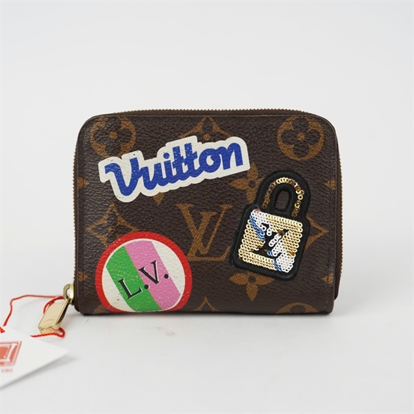 Ví LV hoa nâu in hình khóa zip (BQ) KG+