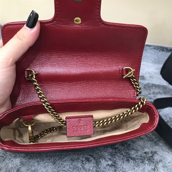 Túi GG màu đen Viền Đỏ 18cm+