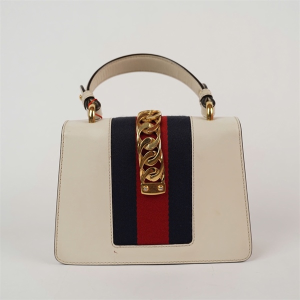 Túi GG Sylvie trắng thêu hoa 2strap sz20 (PN) KG+