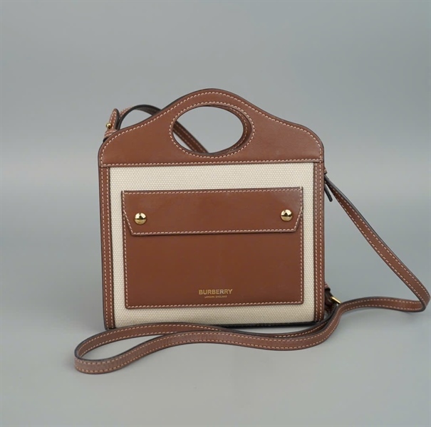 Túi BBR Pocket trắng phối nâu sz17 KG+