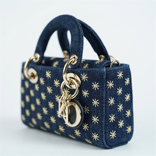 Túi Dior Joy xanh thêu hoa mini 2 strap (01-RU-0292) sz16 (BMC) KG+