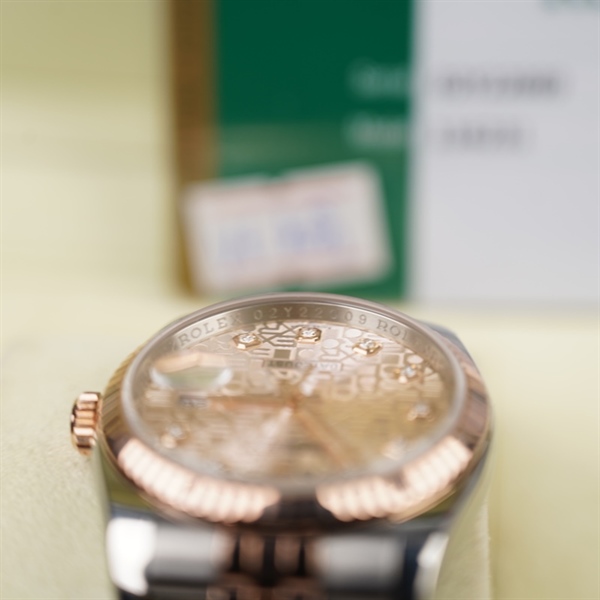 Đồng hồ Rolex Datejust mặt vi tính hồng viền bạc sz36 (02Y22009) (HC) KG+