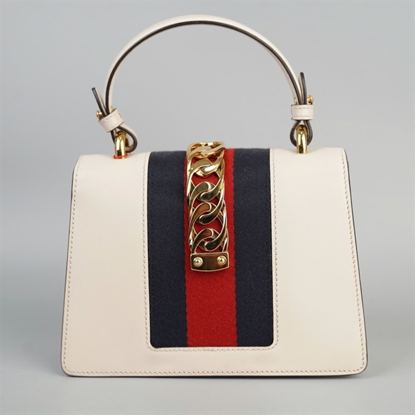 Túi GG Sylvie trắng thêu hoa 2 strap sz20 (BQ) KG+
