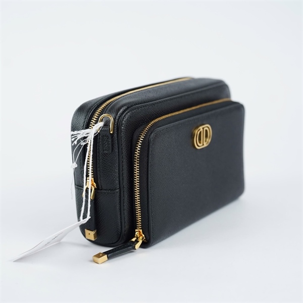 Túi Dior Caro Double Pouch đen sz19 KG+